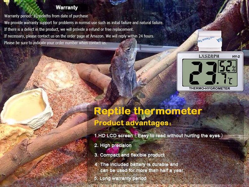 Reptile Hygrometer Thermometer LCD Display Digital Reptile Tank Hygrometer Thermometer with Hook Temperature Humidity Meter Gauge for Reptile Tanks, Terrariums, Vivarium (4 packs) 4 packs - PawsPlanet Australia