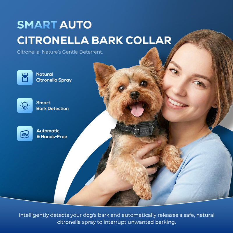 Citronella Dog Bark Collar, Dog Bark Collar for Large Medium Small Dogs, Bark Collar with Adjustable Spray & Sensitivity, Rechargeable Anti-Bark Collar for Dogs with Safe, 2 Collar Straps(Black) Black