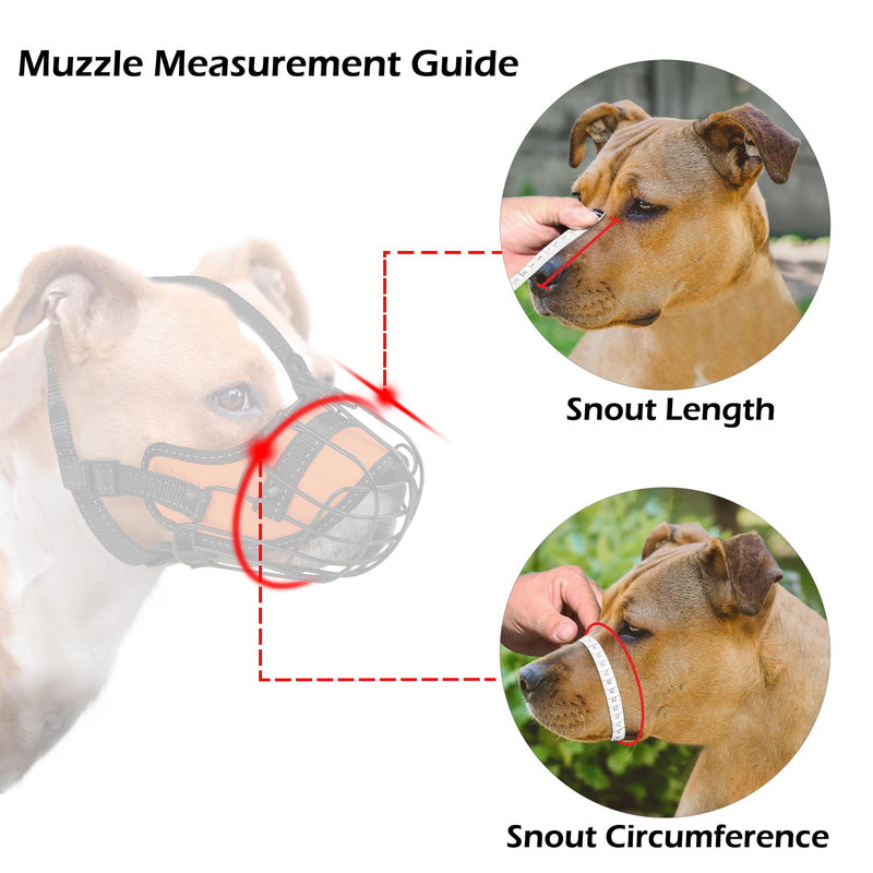 OOPSDOGGY Pitbull Dog Muzzle Reflective Metal Mask Secure Wire Basket Muzzles for Large Sized Dogs Amstaff Soft Cage to Prevent Biting Chewing with Adjustable Straps (Orange, Pitbull) Orange