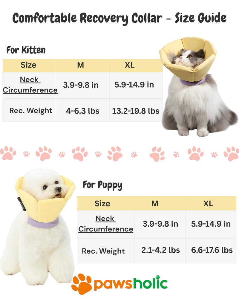 Lightweight Cat Cone Collar, Waterproof Soft Recovery E-Collar for Cats & Small Dogs, Adjustable Protective Elizabethan Collar to Prevent Licking & Biting, Easy-Clean Quick-Dry Design, Yellow M Size