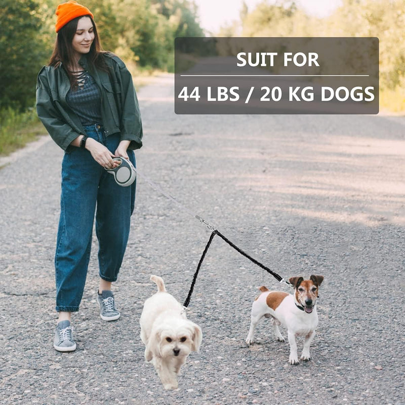 Dual Retractable Dog Leash for Small to Medium Dogs up to 44lbs/20kg – 16ft Extendable with Poop Bags, Non-Slip Grip, 360° Tangle-Free, One-Button Break & Lock – Ideal for Walking Two Dogs Grey - PawsPlanet Australia