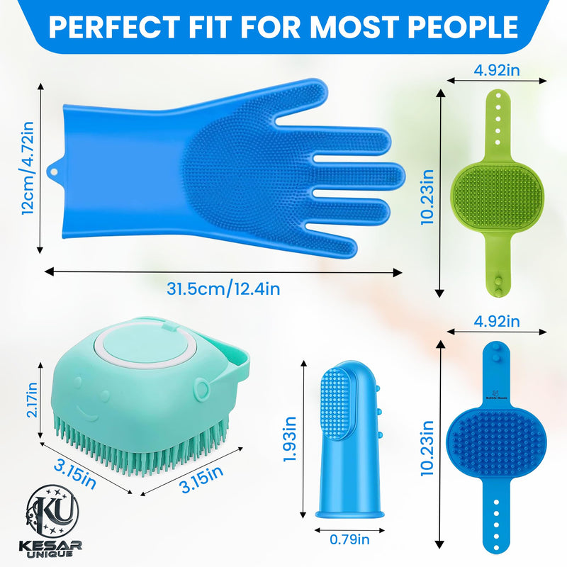 8Pcs Grooming Kit for Dog Cat & Horse|Dog Bathing Supplies|Dog Grooming Brush|Dog Bath Brush for Short & Long Hair|Dog Scrubber Brush for Bath |Dog Shampoo Brush|Dog Cleaning Gloves(sky blue) - PawsPlanet Australia