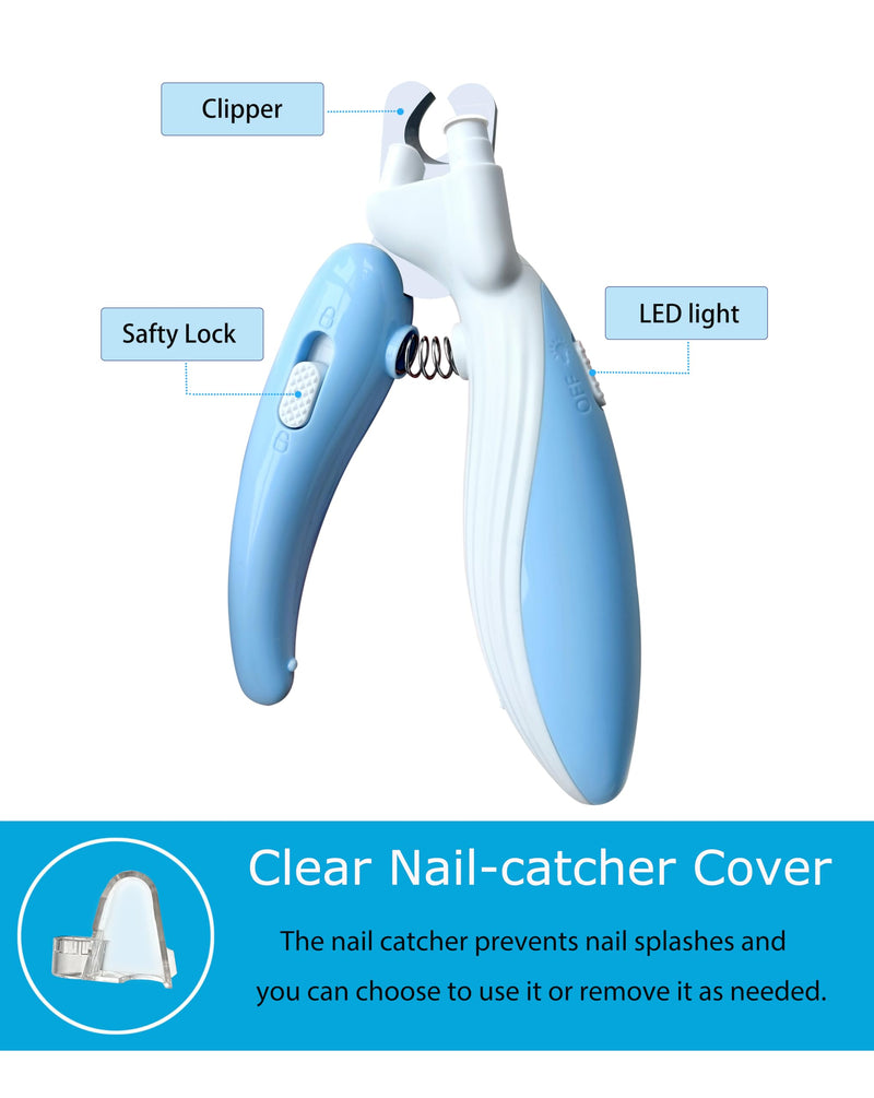 Cat Dog Pet Nail Clippers with Light, Llluminates Cat Dog Nails Or Bloodline, Safety Pet Nail Clipper for Dogs, Cats, Rabbits, Sharp, No Nail Splitting(Blue) Blue - PawsPlanet Australia