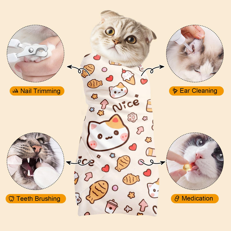 35.5 in Extra Large Cat Wrap for Cutting Nails, Self-Adhesive Cat Grooming Wrap Orange Anti-Escape Cat Restraint for Nail Clipping Cat Swaddle Wrap Cat Wrapping Cloth for Pet Cleaning and Beauty 35.5 inch - PawsPlanet Australia