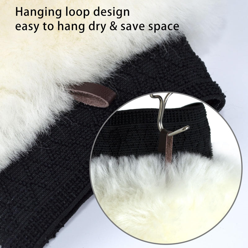 Gracefur Ultra-Soft Sheepskin Horse Grooming Mitts for Tack, Saddle & Boot Cleaning - Perfect Gloves for Tack & Horse Care (White) White - PawsPlanet Australia