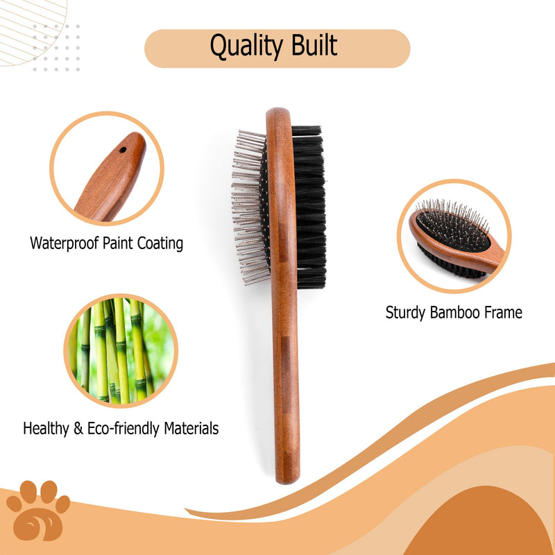 Double-Sided Pet Slicker Brush for Dogs and Cats - Professional Grooming Comb with Pins and Bristles - Ideal for Long and Short Hair - Shedding and Tangle Removal - Durable and Gentle Brush - PawsPlanet Australia