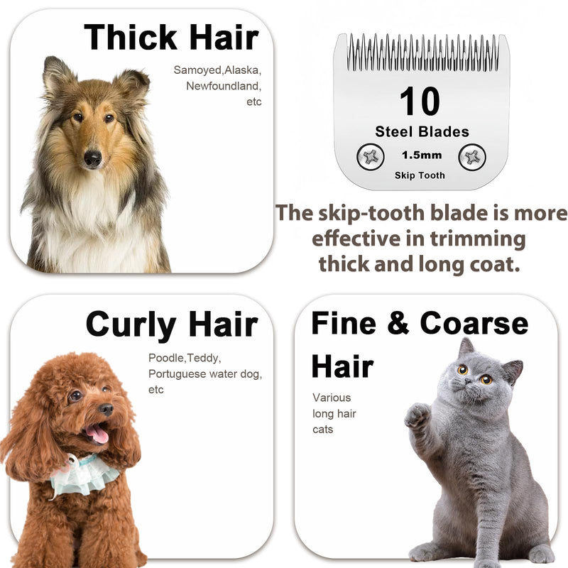 10 Skip Tooth Blades,Detachable Pet Dog Grooming Steel Blade，Compatible with andis/Oster A5/Wahl KM10 Series Clippers,Cut Length 1/8-Inch (3.2mm) 10 Skip Tooth - PawsPlanet Australia