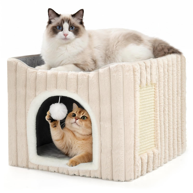 Avont Cat Recovery Suit -Kitten Onesie for Cats After Surgery Bundle with 3-in-1 Cat House for Indoor Cats