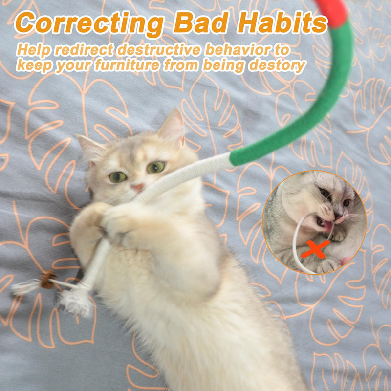 Cat Toys Chew Rope 3PCS Catnip Toys, Safe Teeth Cleaning Rope Cat Chew Toy, Interactive Cat Nip Cat Toys for Bored Indoor Adult Cats, Kitten, Handmade Enrichment Cat String Toy for 27.6" All Breeds Pro-3 Pcs - PawsPlanet Australia