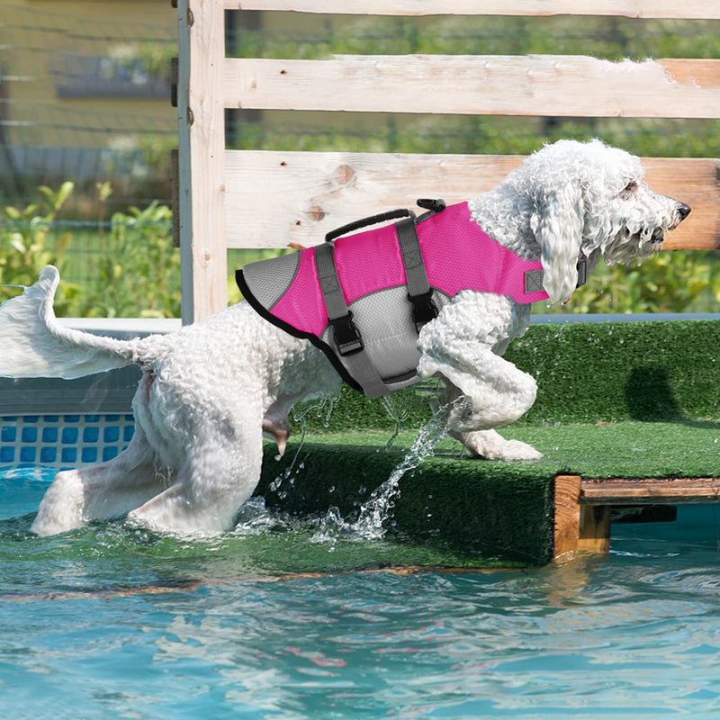 Dogcheer Sports Style Dog Life Jacket, Reflective Adjustable Dog Safety Life Vest for Swimming Boating, Puppy Floatation Float Vest Pet PFD with Enhanced Buoyancy for Small Medium Large Dogs XS(Chest Girth 11.8"-16") Pink