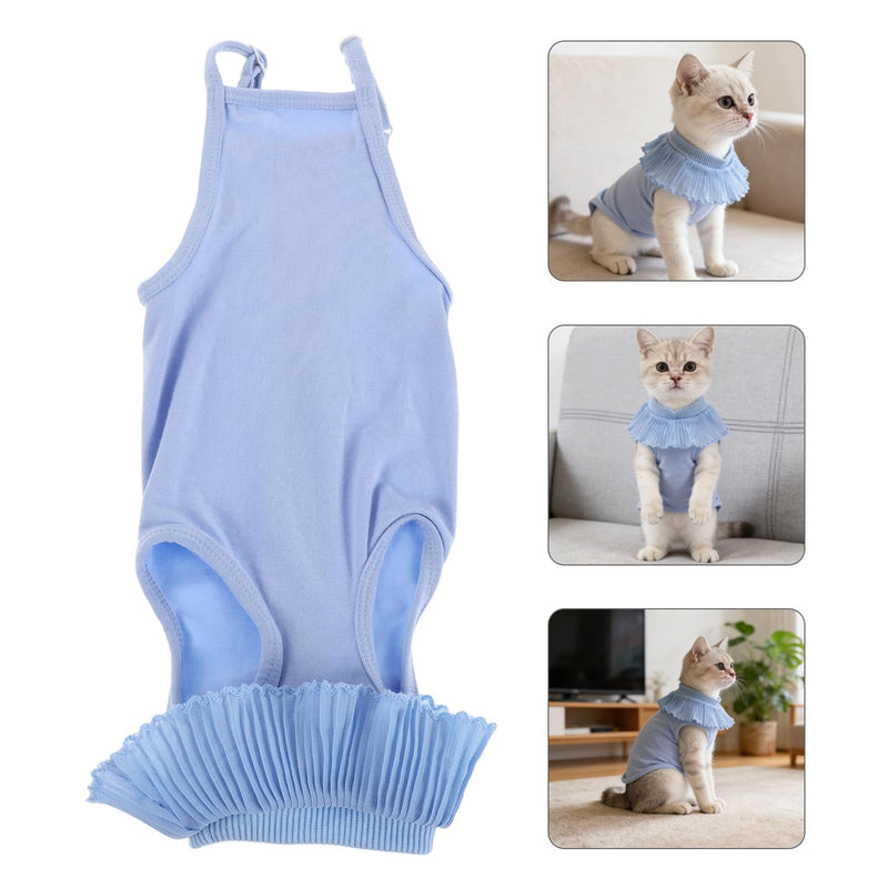 ifundom Blue Cat Post-Surgery Onesie Made of Breathable Modal Fabric with Elastic Material Lightweight and Comfortable Surgical Recovery Suit for Cats and Kittens
