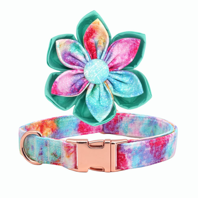 Cute Dog Collar, Girl Dog Collar with Purple Watercolor Design Adjustable with Rose Gold Slide Release Buckle, New Puppy Gifts (M) M Dream - PawsPlanet Australia
