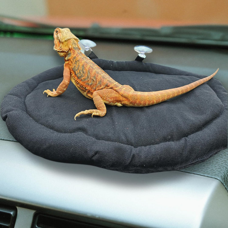 Bearded Dragon Bed Soft Mat with Suction Cup Bearded Dragon Sleep Cushion Washable for Travel Reptile Tank Accessories Small Animal Carrier for Lizard Leopard Gecko (Black) Black - PawsPlanet Australia