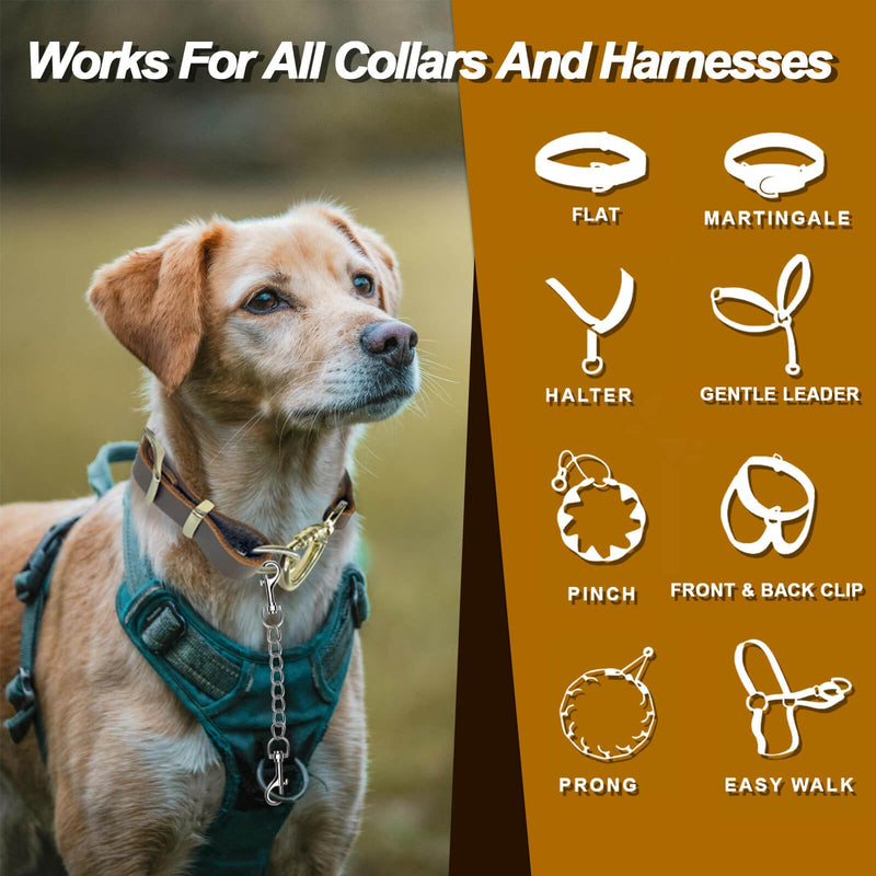 Dog Collar Backup Strap,Harness to Collar Safety Clip, Metal Stainless Steel Chain Leash Safety Strap, Escape Proof Safety Attachment for Dog, safeties, Backup, Connector. (10 Inches) 10 Inches