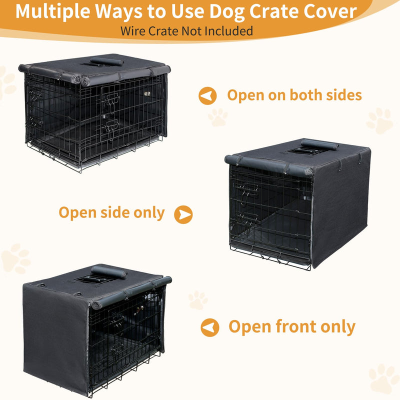 DONORO Dog Crate Cover, Waterprooft Pet Kennel Cover 600D Heavy Duty Dog Cage Cover Universal Fit for Most Wire Pet Crates (Black, 30.0" L x 19.0" W x 21.0" H) 30.0"L x 19.0"W x 21.0"H Black - PawsPlanet Australia