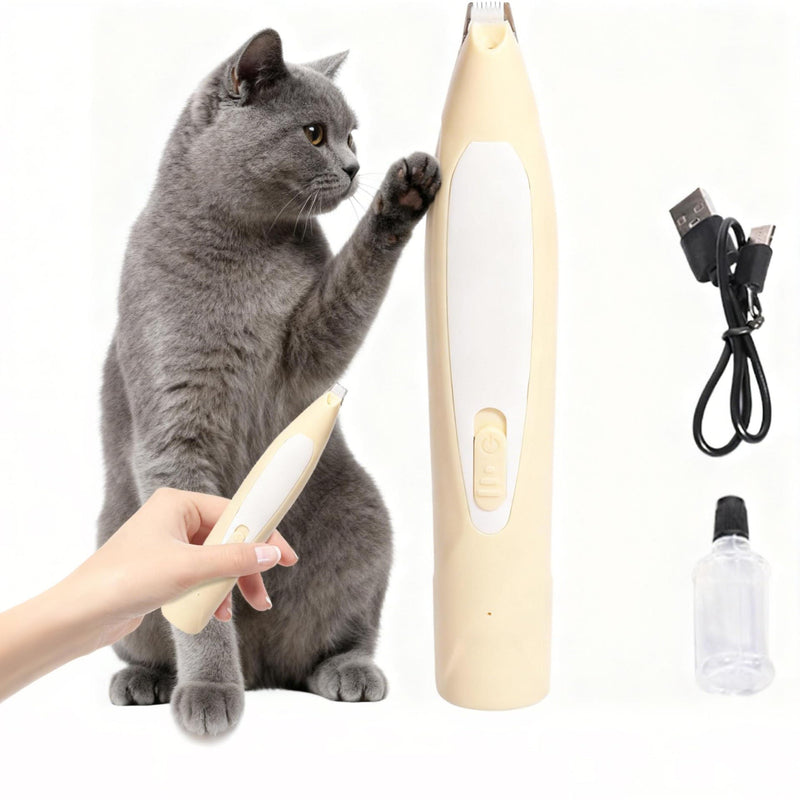 Ultra-Quiet Dog & Cat Paw Trimmer - LED Light Pet Foot Hair Remover, Safe Grooming Clippers for Paw Pads Yellow