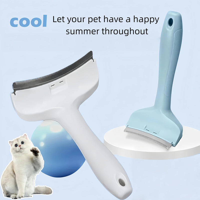 Blue Small Dog Shedding Brush - Tight V-shaped Teeth Deshedding Comb with Curve Blade, Pet Deshedding Tool for Cats and Dogs Blue - PawsPlanet Australia