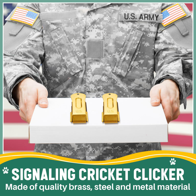 2 Pieces Brass Pet Training Clicker Signaling Cricket Clicker Metal Dog Clicker for Puppy Cats Trainer Pet Owners (Gold) Gold - PawsPlanet Australia