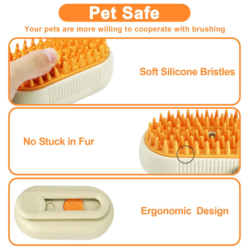 Nepfaivy Pet Steam Brush for Cat - Cat Steam Brushes for Indoor Cats Shedding, Rechargeable Steaming Brush for Dogs, Dog Mist Water Steamer, Pet Spray Hair Removal Comb for Massage Grooming KhakiFoldable - PawsPlanet Australia