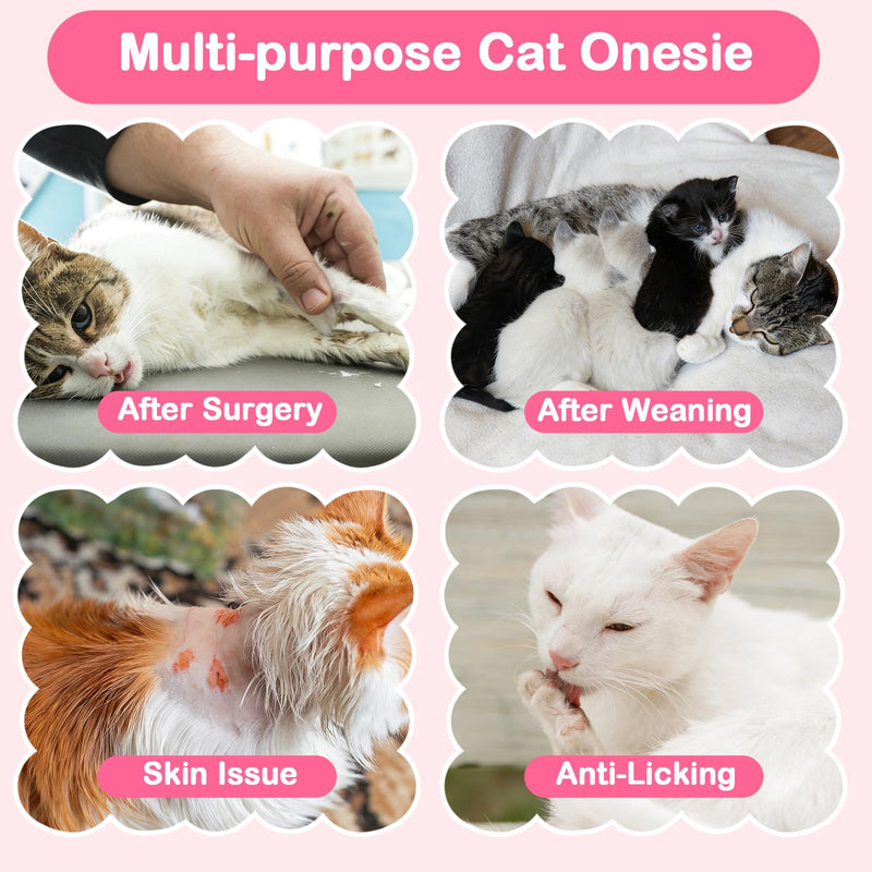 Coppthinktu Cat Recovery Suit Female, Cat Onesie for Cats After Surgery, Breathable Cat Surgery Spay Recovery Suit for Abdominal Wounds Skin Issues, Soft Kitten Surgical Body Suit for Anti Licking Dinosaur Medium