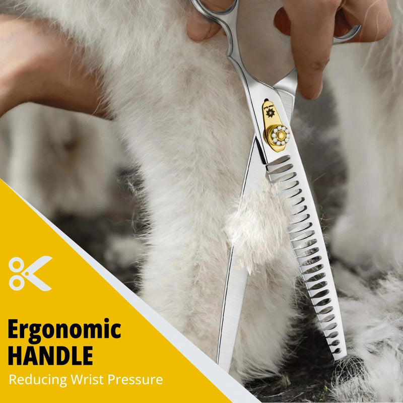 Dream Reach Chunker Dog Scissors - 8 Inch Ergonomic Professional Pet Grooming Fishbone Shears with Adjustable Screw 8 Inch-Chunker - PawsPlanet Australia