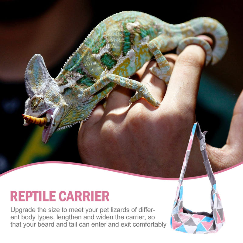 Balacoo Bearded Dragon Sling Carrier - Adjustable Reptile Travel Bag for Leopard Gecko, Lizard, & Small Animals - Hands-Free Soft Warm Pouch with Shoulder Strap (Geometric Pattern)