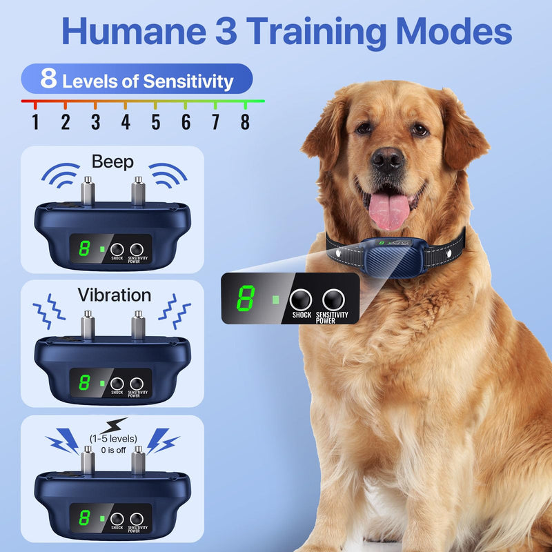Dog Bark Collar, Automatic Bark Collar with 8 Adjustable Sensitivity for Large Medium Dogs, Humane - PawsPlanet Australia