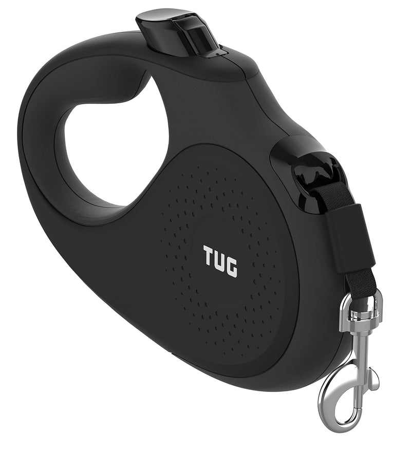 TUG 360° Tangle-Free Retractable Dog Lead for Up to 25 kg Dogs | 5 m Strong Nylon Tape/Ribbon (Medium, Black) Medium - PawsPlanet Australia