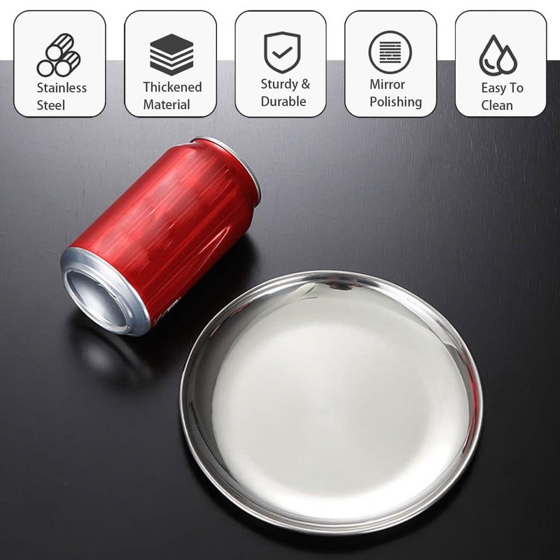 Cat Food Dishes, Stainless Steel Cat Shallow Dish Whisker Relief Cat Shallow Bowls Wide Plate Pet Dishes with Non-Slip Placemat Basic Dish for Cat Kitten (2 PCS, Medium) 2 PCS 6.7 Inch - PawsPlanet Australia