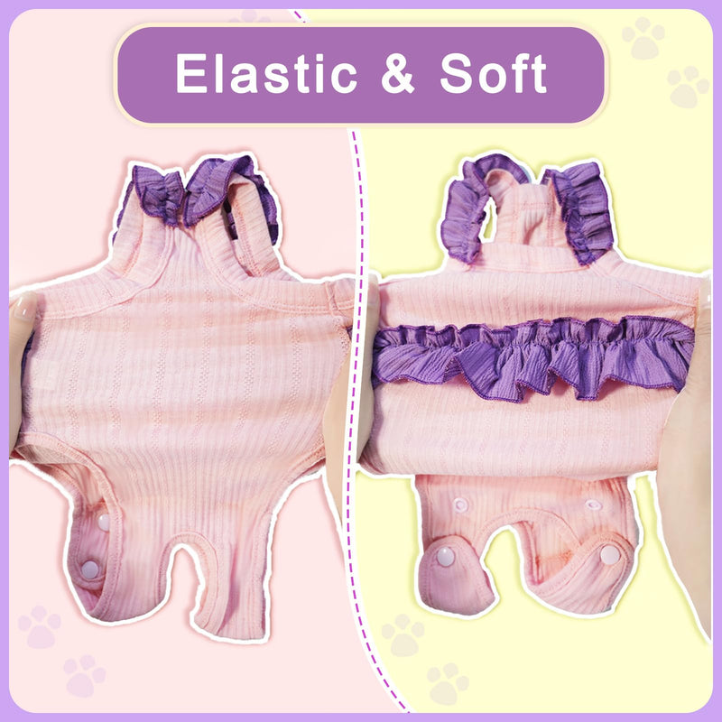 Cat Recovery Suit,Kitten Onesie After Surgery,E-Collar Alternative for Abdominal Wound and Skin Diseases,Soft Breathable Bodysuit After Spay（Pink-l） l pink