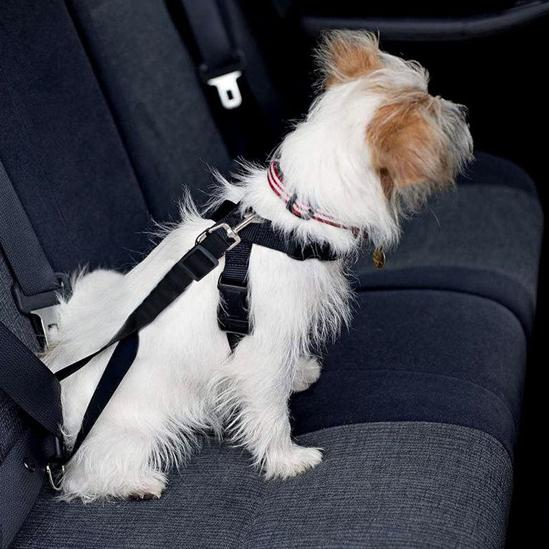 Car Seat Belt for Pets, Adjustable Pet Dog Cat Belt Leash Fit All Car ,Quick & Easy Installation,Works with Any Pet Harness-Black black - PawsPlanet Australia