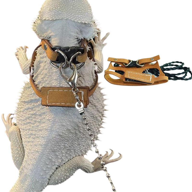 Bearded Dragon Harness and Leash Adjustable(M,L,XL) - Soft Leather Reptile Lizard Leash Accessories for Bearded Dragon, Lizard and Other Small Pets (XL) XL - PawsPlanet Australia