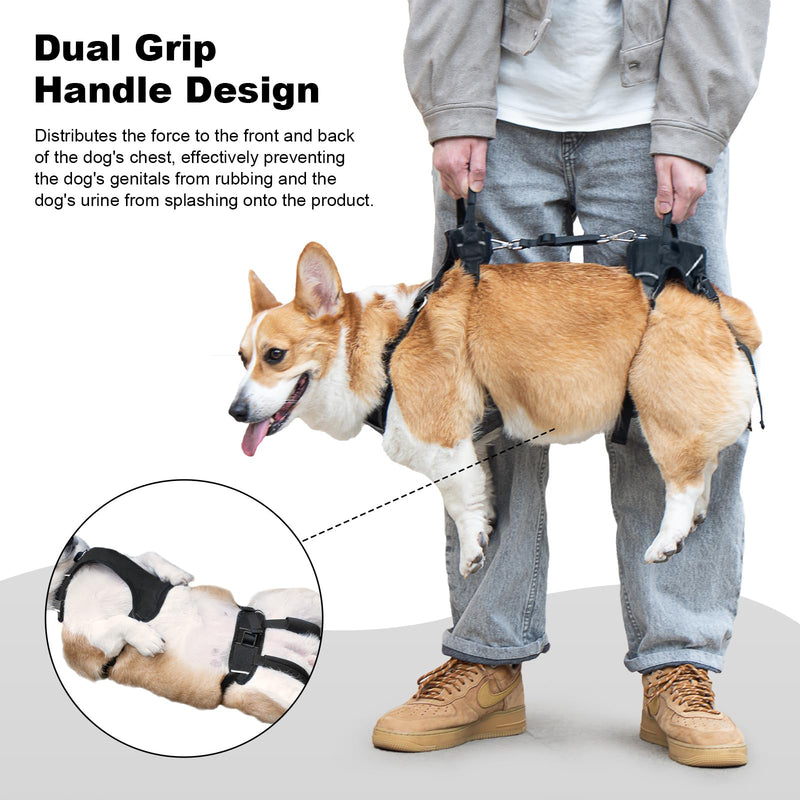 Dog Lift Harness, Dog Lift Sling Carrier with Handle & Shoulder Sling, Support Harness for Rear Back Legs Helps,Disabled,Arthritis,Joint Injuries,Paralysis Up Stairs（Black,Extra Large） Extra Large Black - PawsPlanet Australia