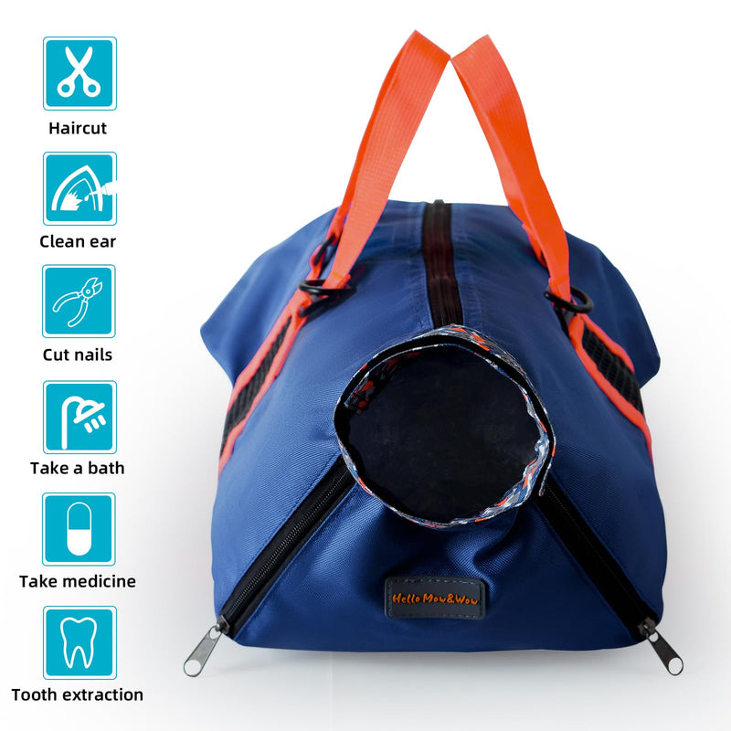 Cinf Cat Nail Clipping Cleaning Grooming Restraint Bag （Free Muzzle） No Scratching Biting for Bathing Nail Trimming Injecting Examining((Navy Blue,M) M Size–Fits most adult cats (8–12 lbs) Navy Blue - PawsPlanet Australia