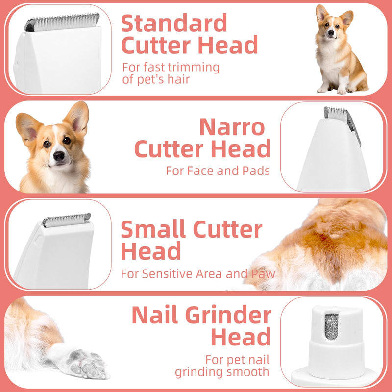 Electric Dog Grooming Kit Dog Paw Trimmer, 4 in 1 Pet Nail Grinder Low Noise for Dogs Cats, Pet Grooming Kit Rechargeable and Plug-and-Play for Grooming Hair, Paws, Eyes, Ears, Face (Beige) - PawsPlanet Australia