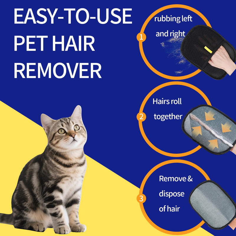 Pet Hair Removal Glove for Dogs & Cats-Upgraded Electrostatic Pet Hair Grooming Glove, Reusable Magic Brush Tool for Furniture, Couch, Carpet, Car Seats - PawsPlanet Australia