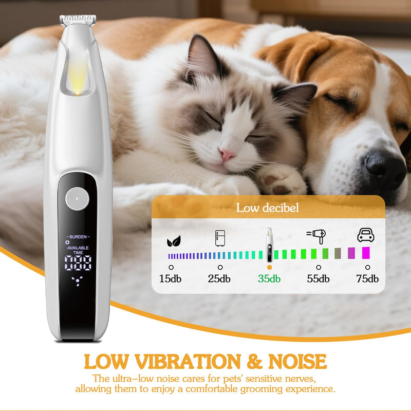 Pet MicroPrecision Trimmer, 2025 Upgraded Dog Paw Trimmer with LED Light, Low Noise Waterproof Rechargeable Paw Hair Trimmer,Rechargeable Clipper for Dogs Cats Trimming Paws, Eyes, Ears, Face, Rump - PawsPlanet Australia