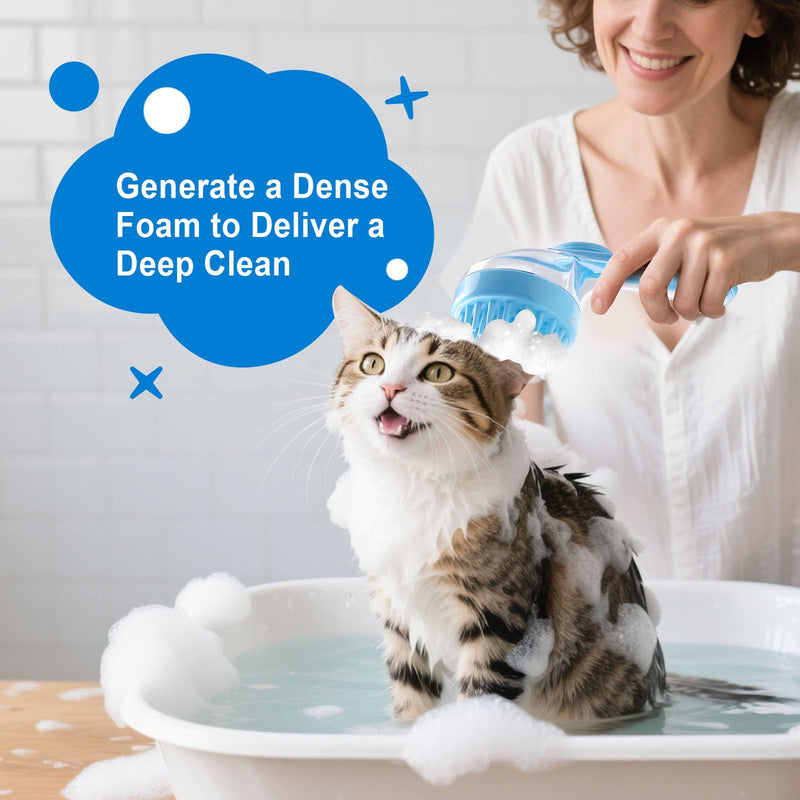 Dog Bath Brush, 2025 New 2 in 1 Dog Shampoo Brush Bubble Maker, Soft Silicone Dogs Scrubber for Bathing with Soap Dispenser, Pet Grooming Massage Brushes for Washing Long Short Hair for Dogs,Cats,Pets Blue - PawsPlanet Australia