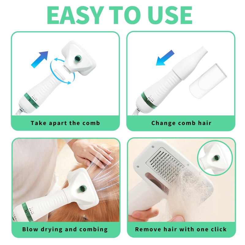 Pet hair dryer | Portable silent 2-in-1 pet beauty hair dryer with replaceable self-cleaning brush | Adjustable temperature | Suitable for small and medium-sized cats and dogs - PawsPlanet Australia