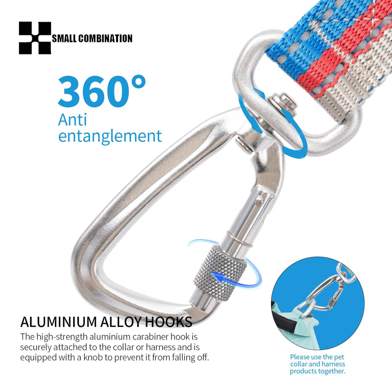 Reflective Dog Leash | Heavy-Duty Nylon Webbing & Aircraft Alloy Hooks | Adjustable (117-177cm) with Padded Handle | Yellow/Black/Blue/Aqua/Orange/Red (C/Blue, L/2.5CM) C/Blue - PawsPlanet Australia