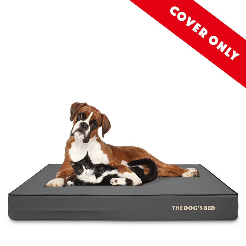 The Dog's Bed Replacement Outer Cover ONLY (Outer Cover ONLY - NO Bed, NO Waterproof Inner) for The Dog's Bed, Washable Oxford Fabric, Extra Large 6 Inches (Grey with Black Piping) Grey with Black Trim XL Spare Cover (6" Deep) - PawsPlanet Australia