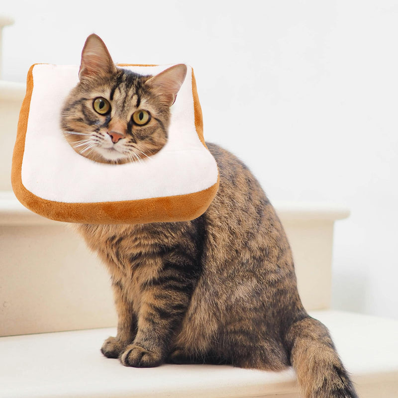 Bread Cat Cone Collar, Soft Adjustable Donut Cat Recovery Collar Lightweight Pet Kitten Cones to Stop Licking Wound Protective Dog Neck Accessories (M) M