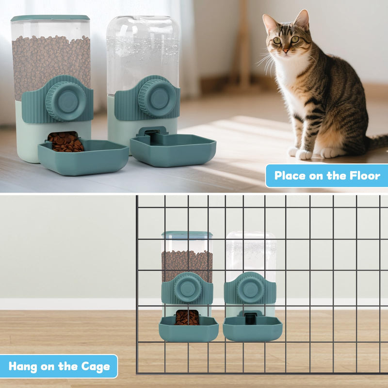 Hanging Cage Automatic Food Water Dispenser Detachable Auto Gravity 0.9 L Self-Feeding Feeder and Waterer Set, Crate Auto Feeder Dish for Small Pets Puppy Cats Ferret Bunny Guinea Pig - PawsPlanet Australia