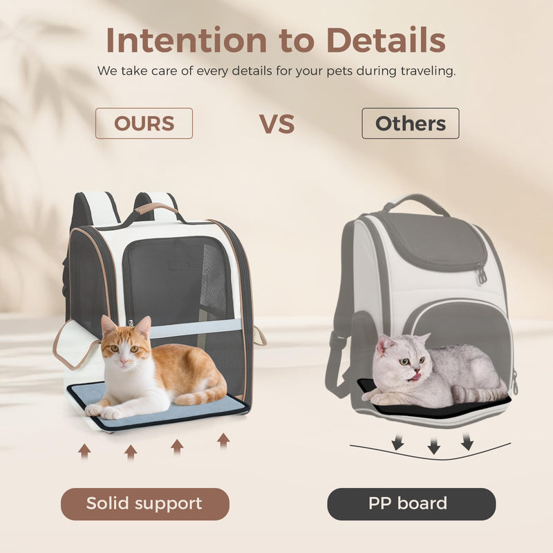 Lekereise Cat Backpack Carrier, Pet Carrier Backpack Airline Approved for Small Dogs Medium Cats Fit Up to 18 Lbs, Dogs Foldable Backpack Carrier for Travel, Hiking, Beige 13.39"L x 11"W x 16.53"H - PawsPlanet Australia