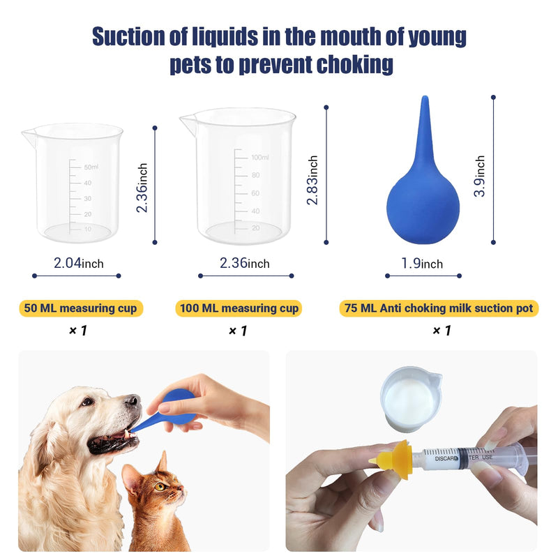 Kitten Bottle Feeding Kit, Pet Bottle, Silicone Nipples, 10 FR Feeding Tube, Pet Pill Shooter, Aspirator Bulb, Small Animal Feeding Supplies, for Tiny Animal, Kitten, Puppy, Rabbit, Squirrels - PawsPlanet Australia