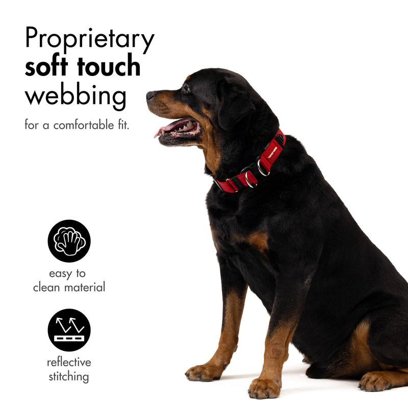 EzyDog Double Up Dog Collar - Reflective Dog Collar Medium with ID Tag D-Ring, For Small, Medium & Large Dogs - Supreme Comfort with Soft & Strong Nylon Webbing - Black Medium (29cm - 40cm)
