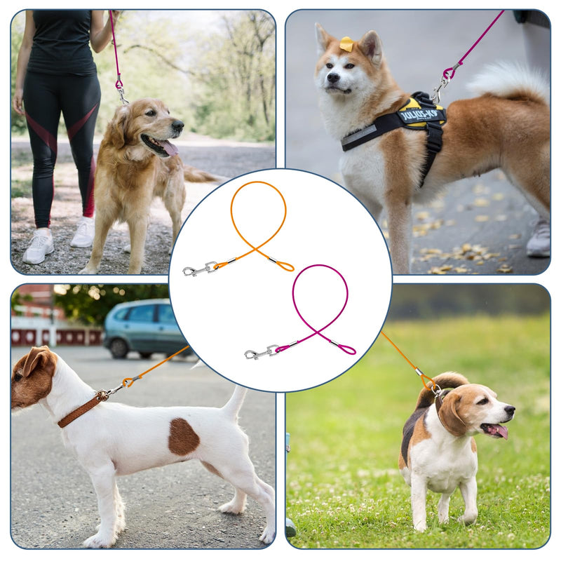 2 Pack Chew Proof Dog Leash Extension Metal Cable Lead, Non-Tangle Connect Leash for Any Leash & Collar & Harness, Heavy Duty Black Dog Leash Extender (Orange+Purple) - PawsPlanet Australia
