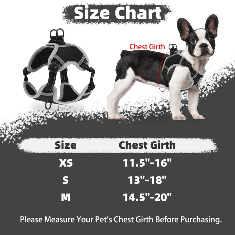 PUPTECK No Pull Dog Harness Small Sized Dog, Adjustable Reflective Escape Proof Easy Control, Comfortable Soft Padded Step in Pet Vest Harness, Black, S S (CHEST: 13"-18") - PawsPlanet Australia