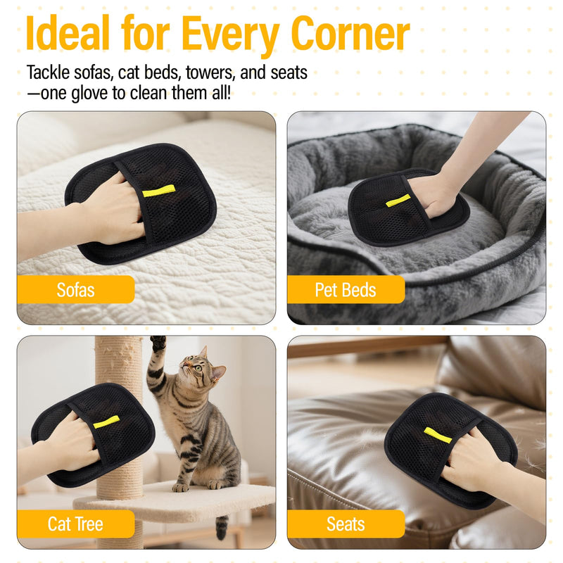 Pet Hair Remover for Cats & Dogs, Electrostatic Gloves for Cats Hair Removal, Reusable Dogs Hair Remover for Furniture, Bed Sheets, Couch, Clothes(1pc) Black - PawsPlanet Australia