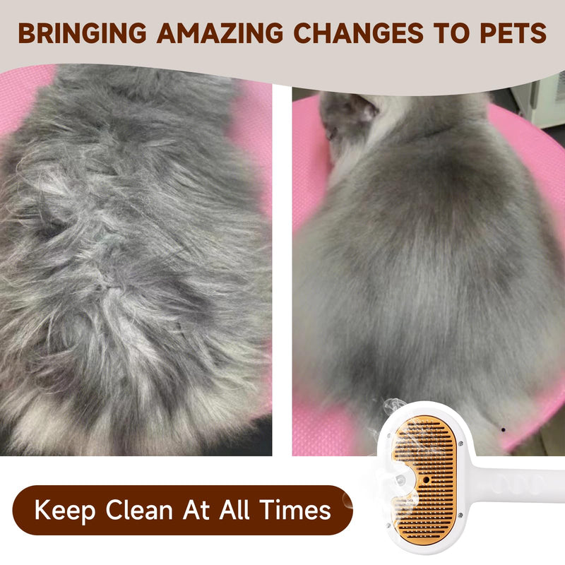 Pet Steam Brush Dog Cat 2025 New Grooming Comb for Shedding, Floating Hair, Smooth & Detangling, Gentle Cool Mist Softens Hair Reduces Static Helps Pets Who Dislike Bathing,Includes Waterless Shampoo 7.8"-Shampoo - PawsPlanet Australia